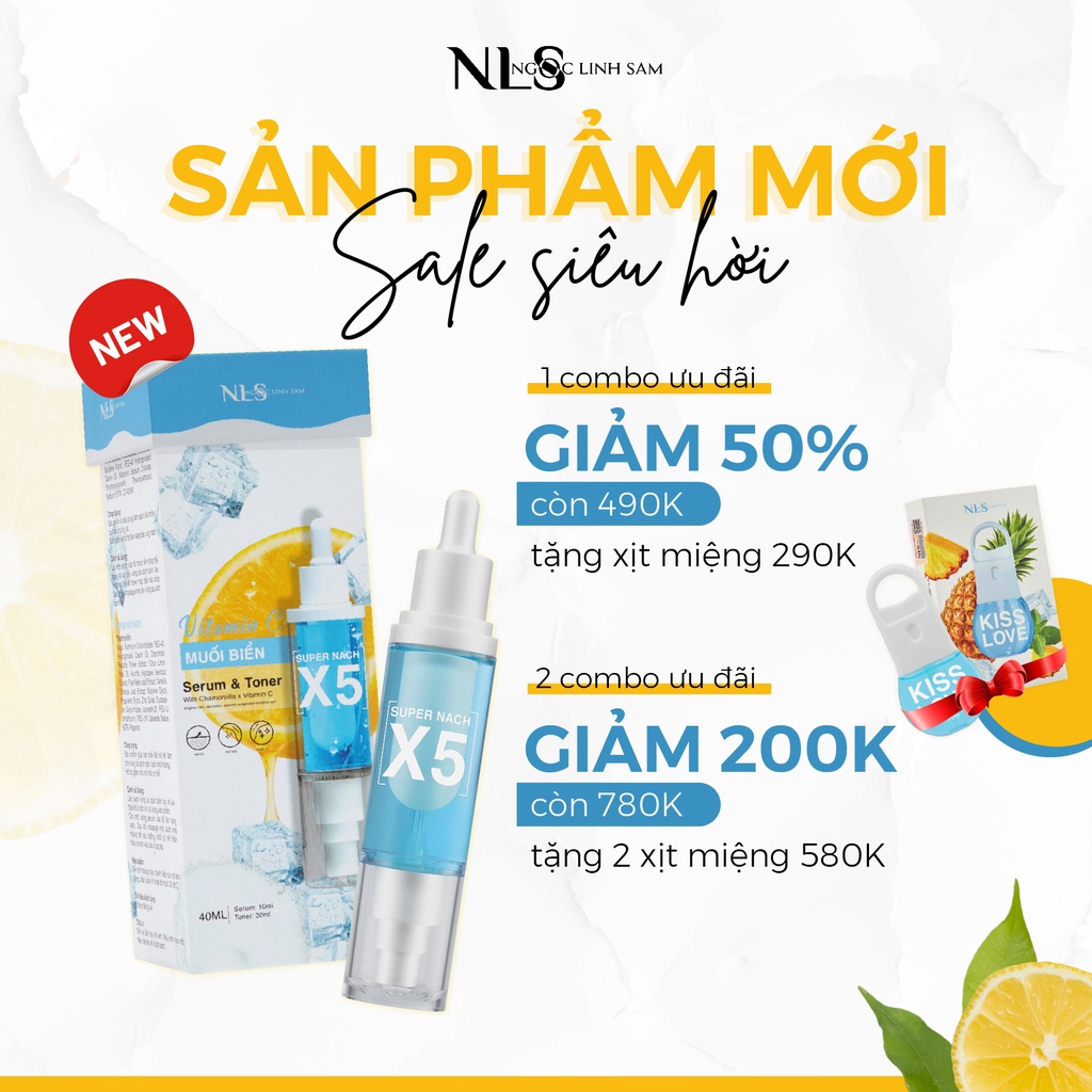 COMBO SUPER NACH X5 2IN1 Serum nach, Toner nach, Xịt miệng Kiss Love NLS