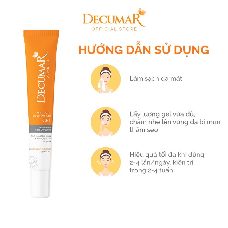 [Chính hãng] Gel ngừa mụn Nano Nghệ Decumar Advanced 20gr hoàn toàn mới hiệu quả gấp 7500 so với Nghệ thường