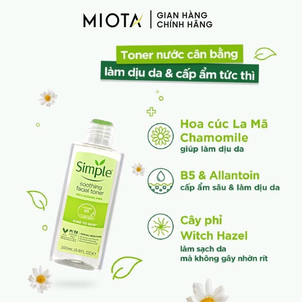 Combo Nước Hoa Hồng Simple Và Nước Tẩy Trang Derladie Làm Dịu Và Cân Bằng Độ Ẩm Cho Da 200ml