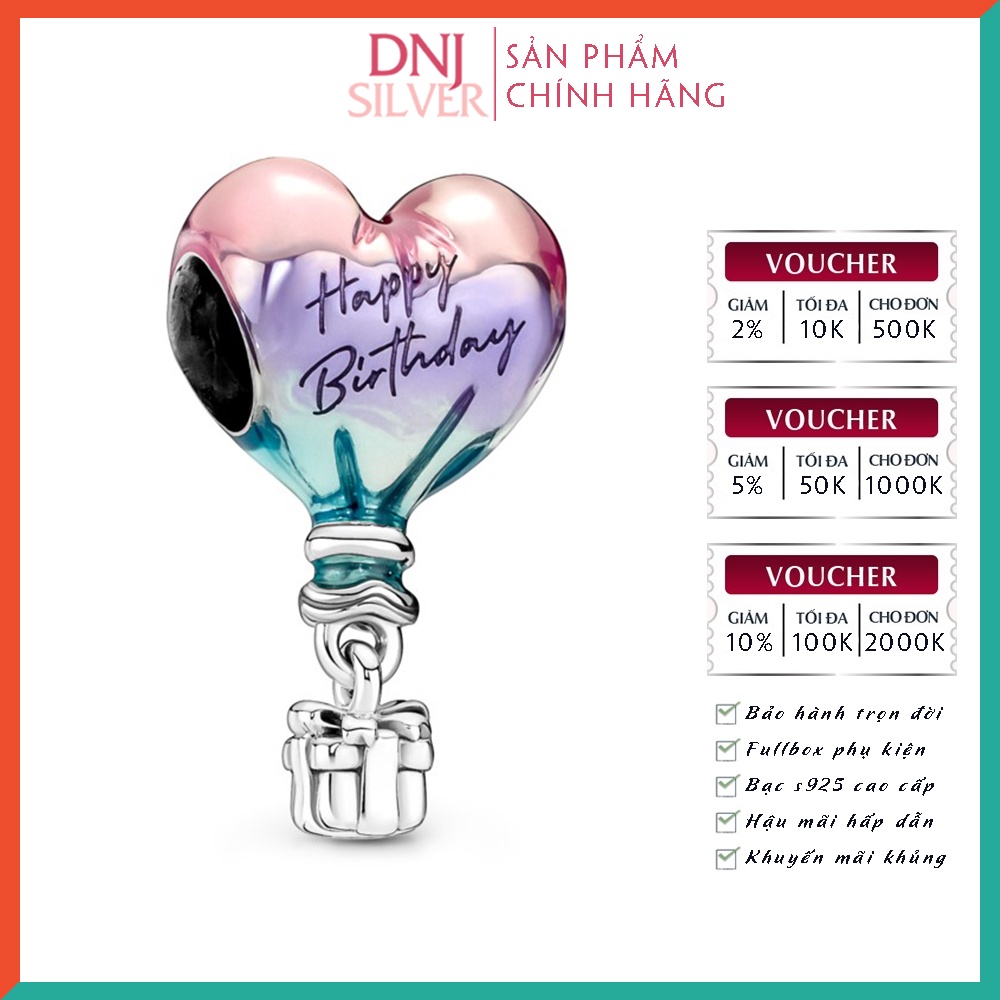 [Hàng cao cấp] Charm bạc 925 cao cấp, hàng chuẩn bạc - Charm Happy Birthday Hot Air Balloon thích hợp để mix vòng tay
