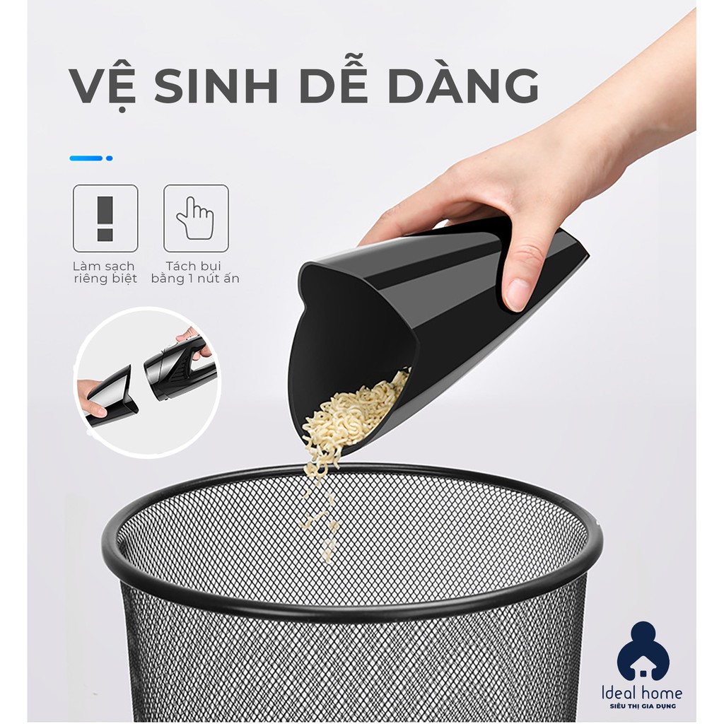 [MÁY HÚT BỤI] - Máy Hút Bụi Cầm Tay Mini Không Dây Sạc USB Dành Cho Ô Tô Và Gia Đình Công Suất 120W - IDEALHOME