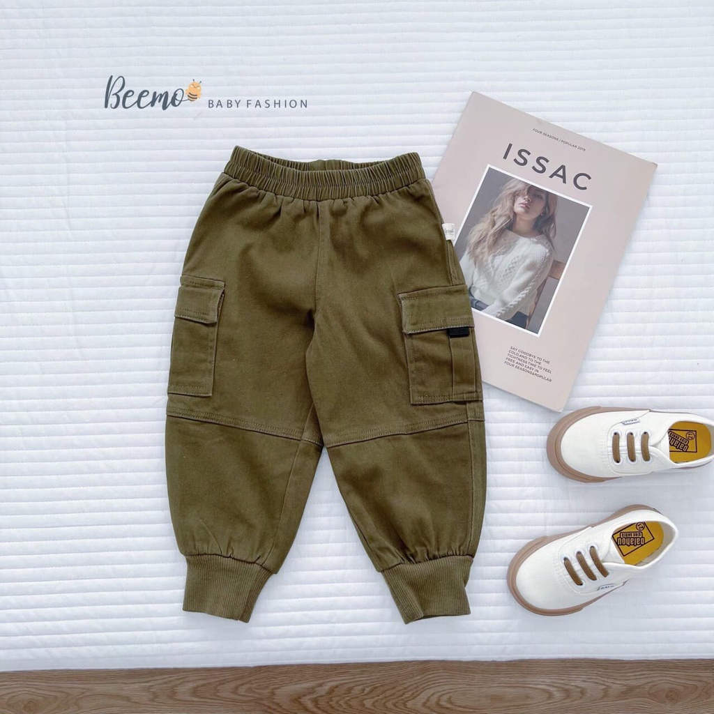 Quần kaki dài phối túi hộp bo gấu Beemo cho bé trai