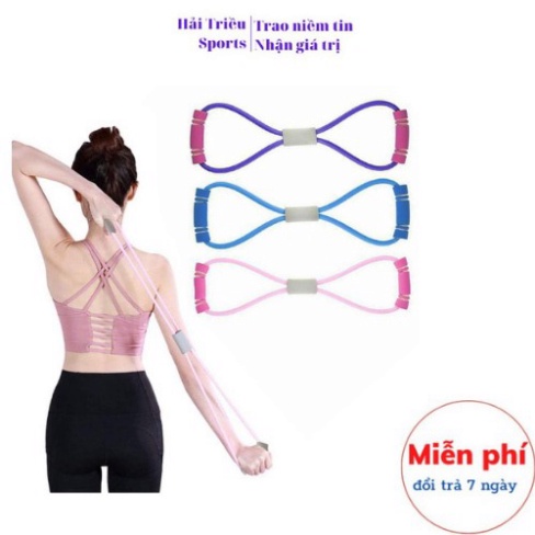 Dây đàn hồi hình số 8 tập cơ Yoga, dây tập cơ yoga bằng silicon đàn hồi co giãn momo247