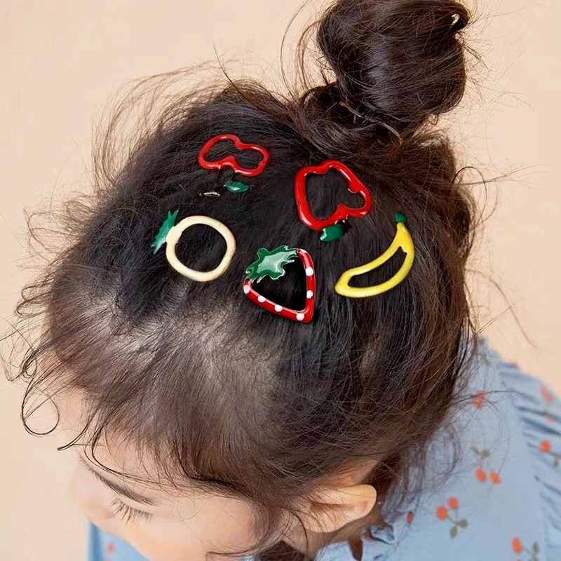 Bộ 5 Kẹp Tóc BB Họa Tiết Trái Cây Hoạt Hình Thời Trang Siêu Nhẹ Đơn Giản Dành Cho Bé Gái
