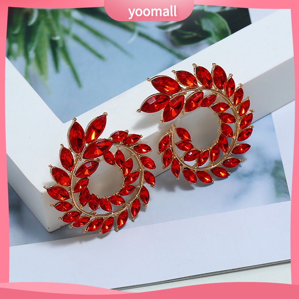 1 Đôi Bông Tai Hình Tròn Đính Đá Zircon Thời Trang Dành Cho Nữ