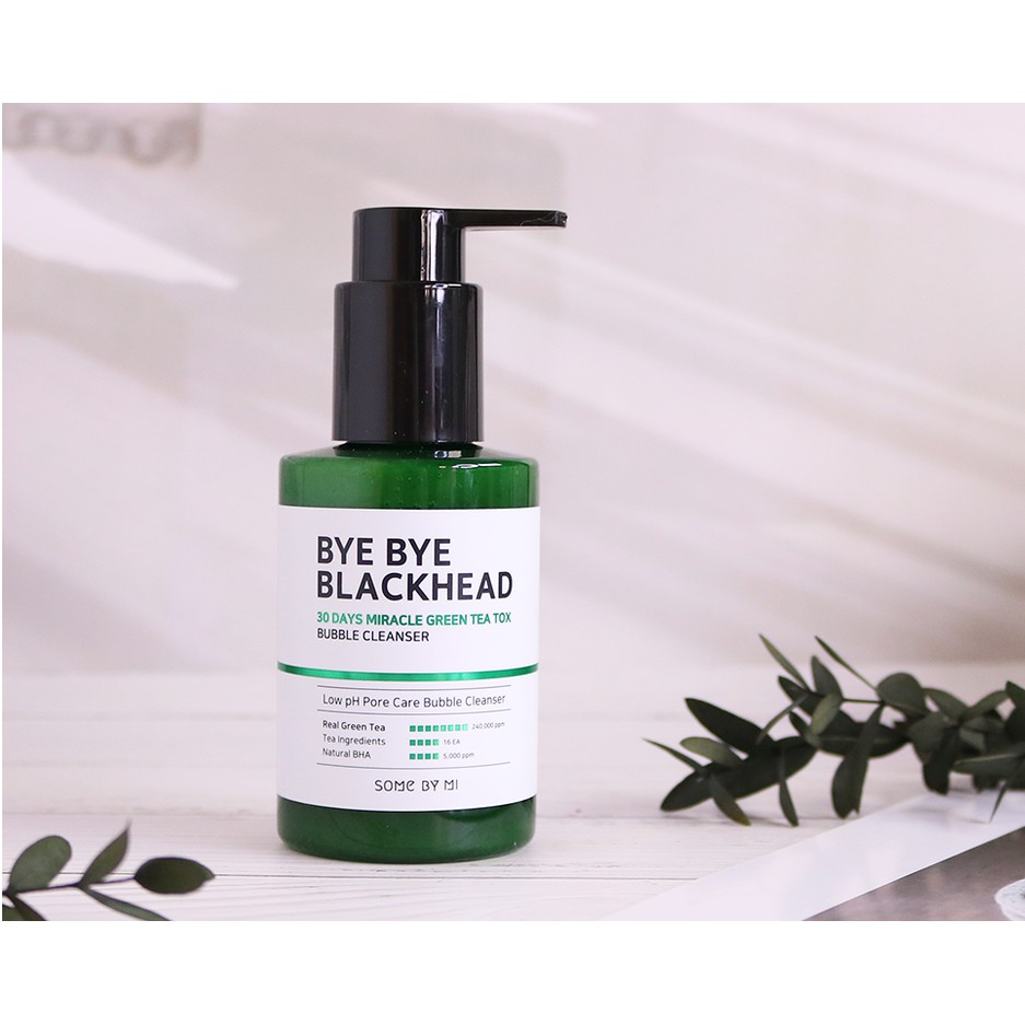 Sữa Rửa Mặt Sủi Bọt Some By Mi Bye Blackhead 30Days Greentea Tox Giảm Mụn Đầu Đen 120g