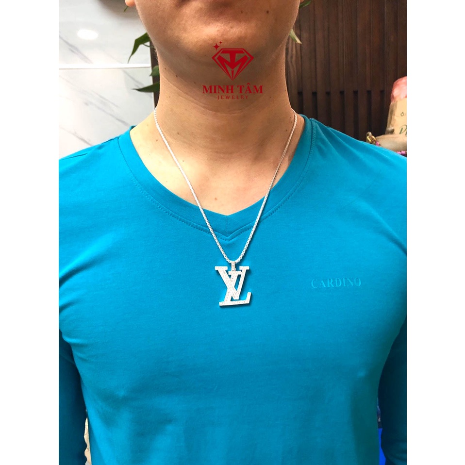 Bộ dây chuyền Lv size trung bạc ta cho nam,có bán lẻ mặt Minh Tâm Jewelry