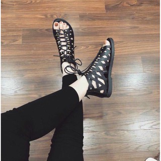 Sandal chiến binh hở mũi buộc dây