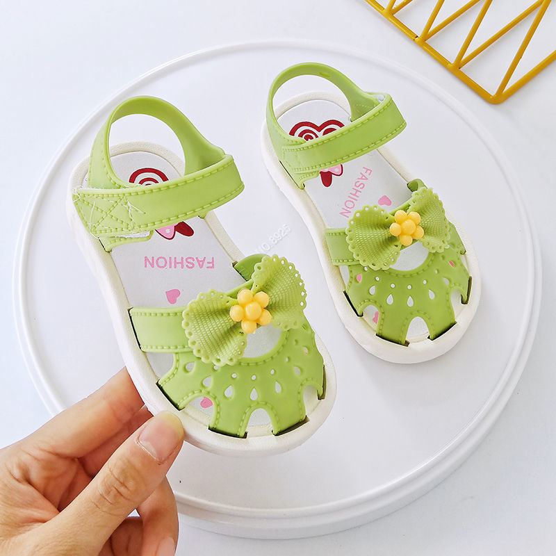 【Nghe được】Cô gái sandals công chúa mềm mềm chống trượt, ảo thuật dán nơ hoa hoạt hình dép PAPAYA