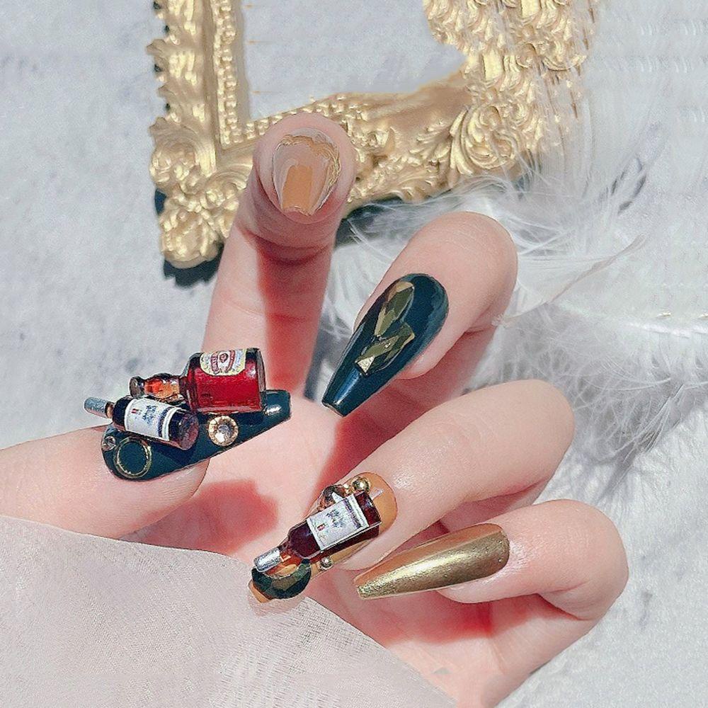 Phụ Kiện Trang Trí Móng Tay Hình Chai Rượu Vang Sang Trọng DIY