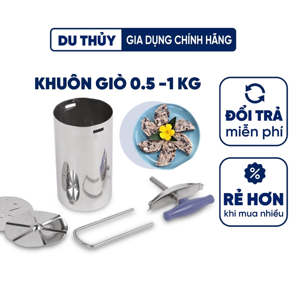 Khuôn làm giò thủ chả lụa inox 304 không gỉ sáng bóng loại 0.5kg - 1kg thương hiệu Vạn Lợi hàng Việt Nam chất lượng cao