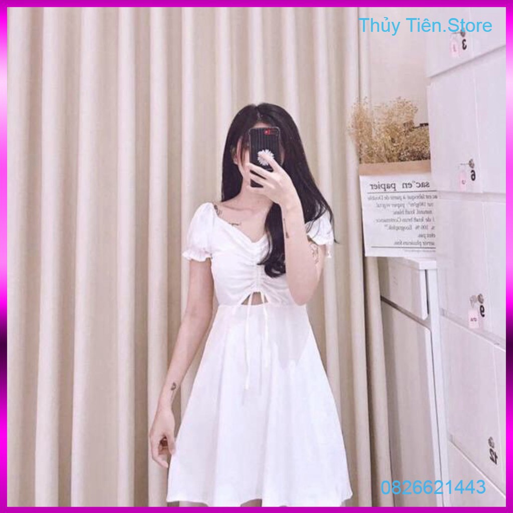 ĐẦM TRẮNG KIKAN DRESS XÒE NHẸ - ĐẦM TAY PHỒNG DÂY RÚT NGỰC - VÁY TIỂU THƯ TRẮNG MẶC NHIỀU KIỂU 💎 👗💝 | BigBuy360 - bigbuy360.vn