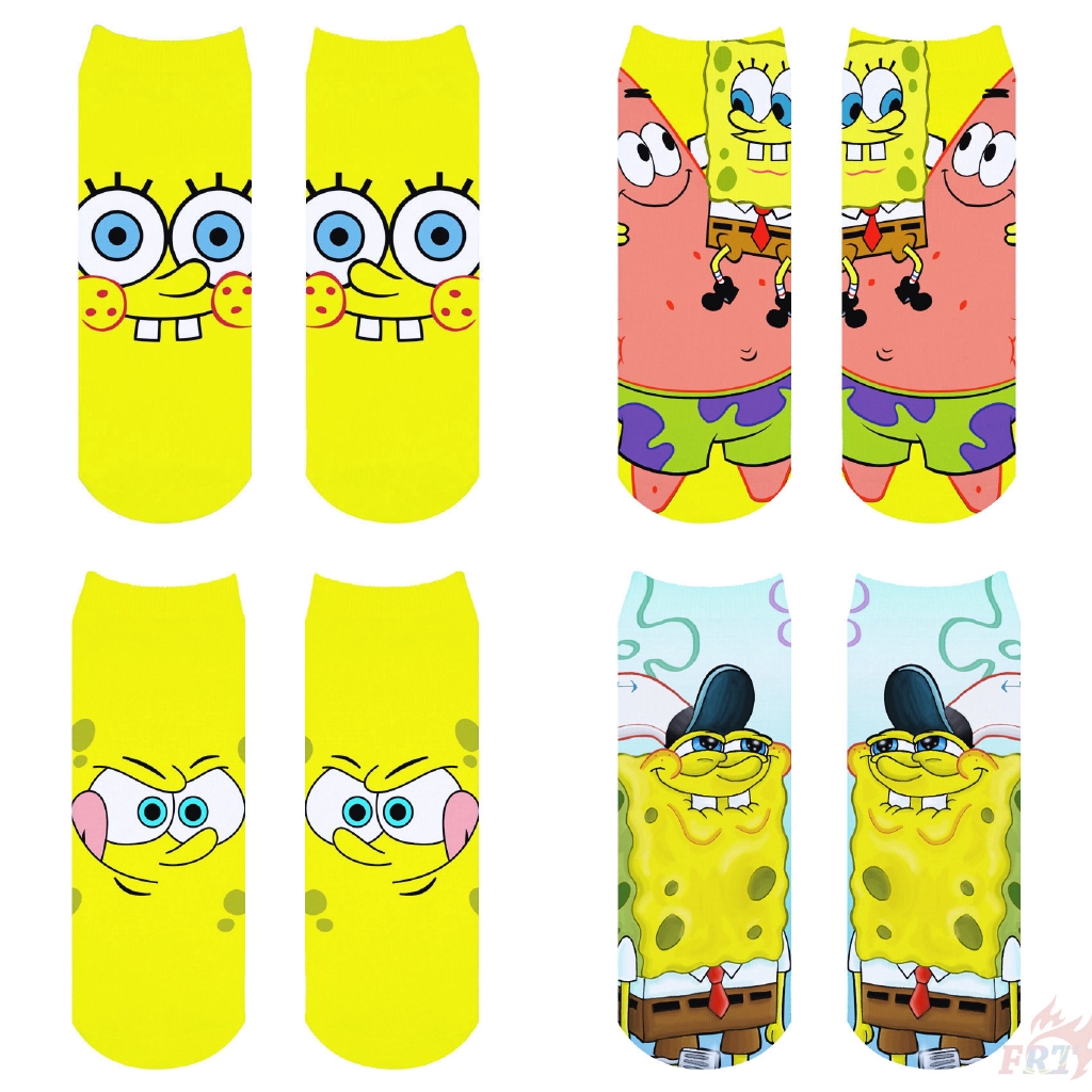 ✨ Ready Stock ✨  ❀Spongebob Squarepants Tất❀ Harajuku Smile Cotton Ankle Socks