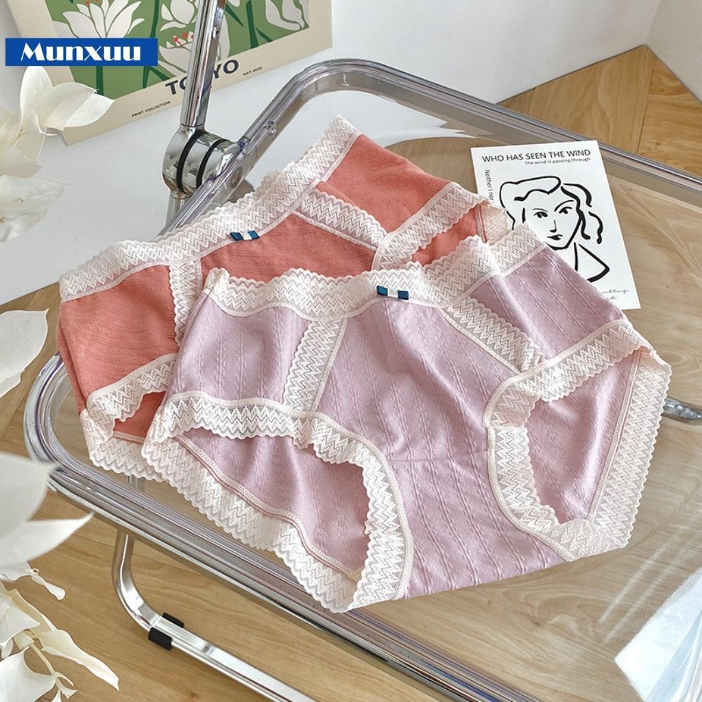 Quần lót nữ cao cấp chất liệu Cotton phối viền ren ngọt ngào nữ tính – MUNXUU QC64
