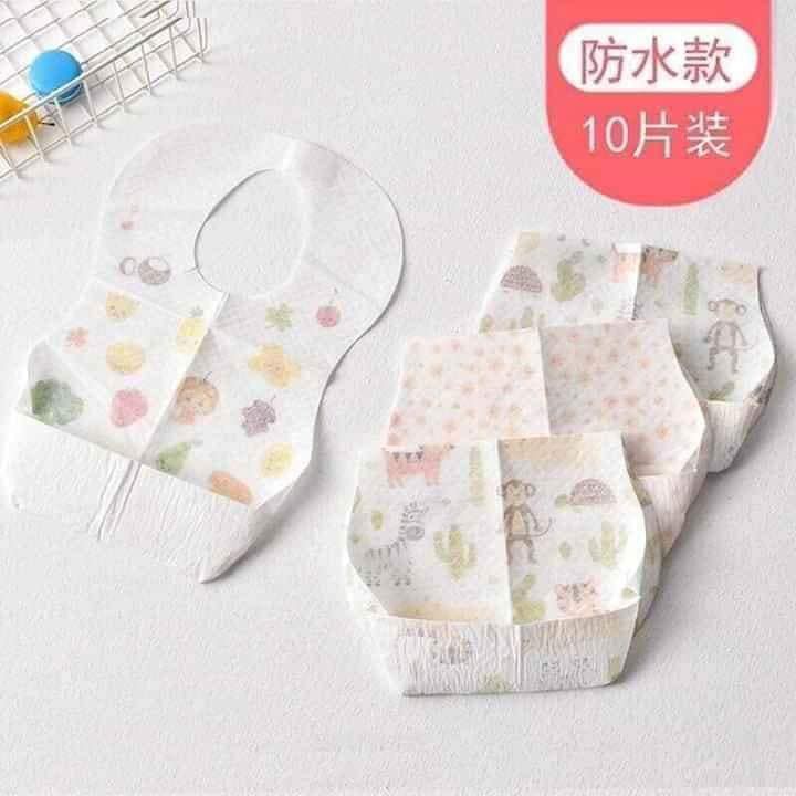 Sét 10 yếm giấy dùng 1 lần cho bé