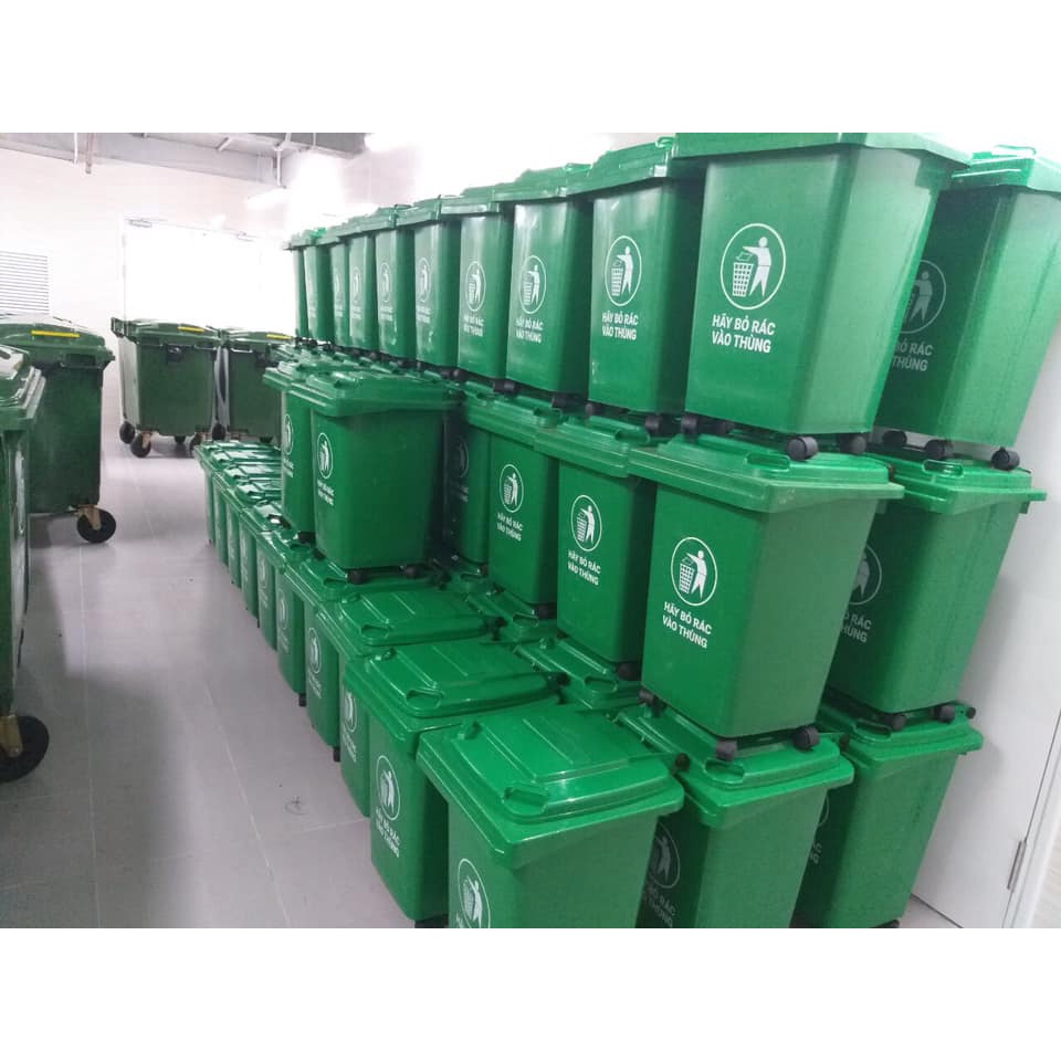 Thùng rác nhựa 60L  dùng cho hộ gia đình, Nhựa HDPE nguyên sinh chịu nhiệt cao