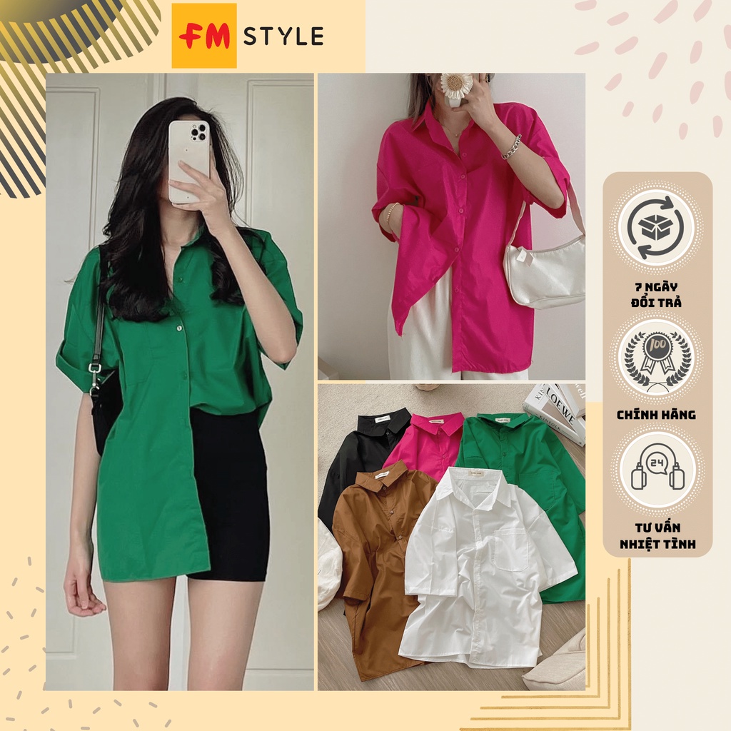 Áo sơ mi ngắn tay nhiều màu sắc dành cho nữ | Áo sơ mi nữ tay ngắn FM Style chất Cotton cao cấp | Fm