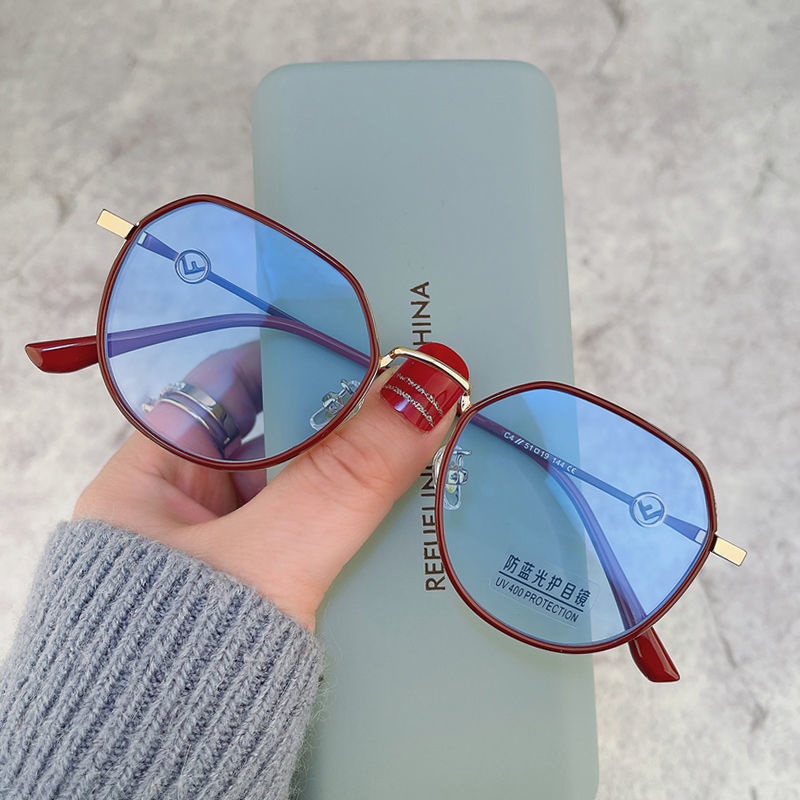kính đổi màu+kính cận có độ 0.5~6.0  Kính Cận Siêu Nhẹ Chống Tia Cực Tím Thời Trang Cho Nữ，kính tròn kim loại nữ，gọng kính cận nữ