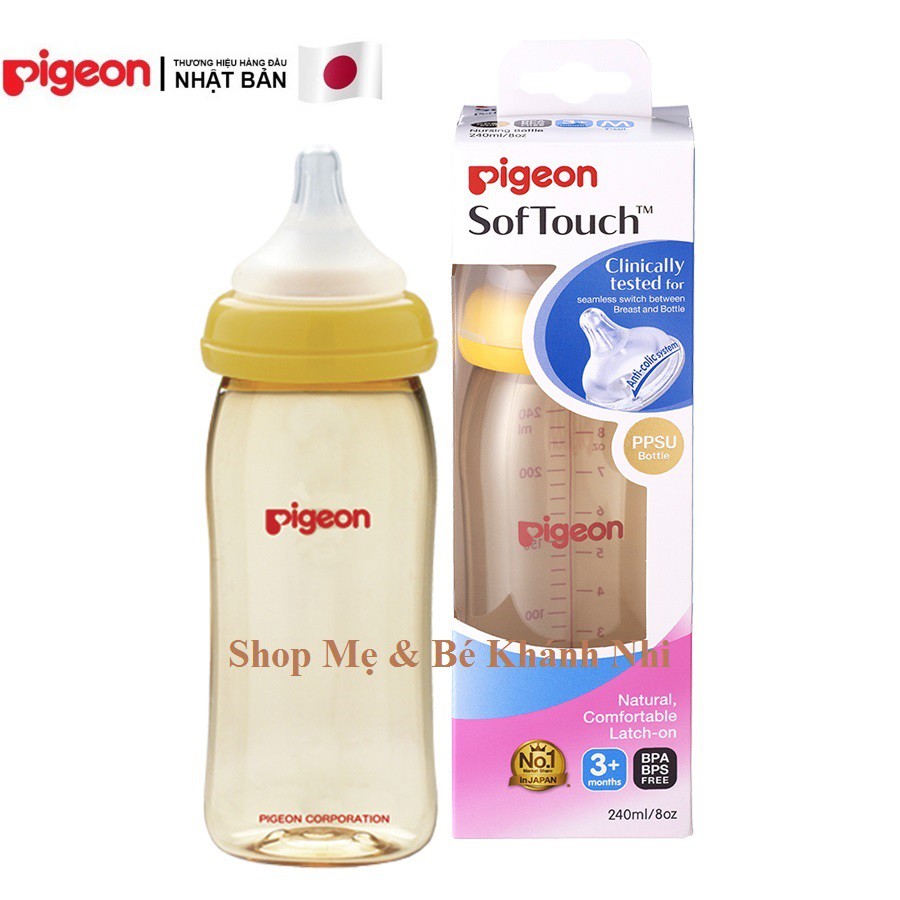 [Mã 267FMCGSALE giảm 8% đơn 500K] Bình Sữa Pigeon PPSU Plus 240ML - Bình Sữa Pigeon Cổ Rộng PPSU Plus 240ML