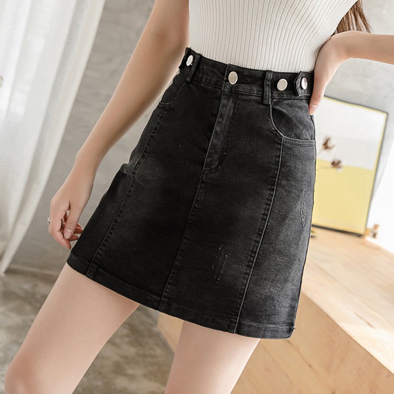 Quần váy jean nữ lưng cao, co dãn mạnh, màu xám khói kiểu dáng đẹp dành co big size 3595 | BigBuy360 - bigbuy360.vn