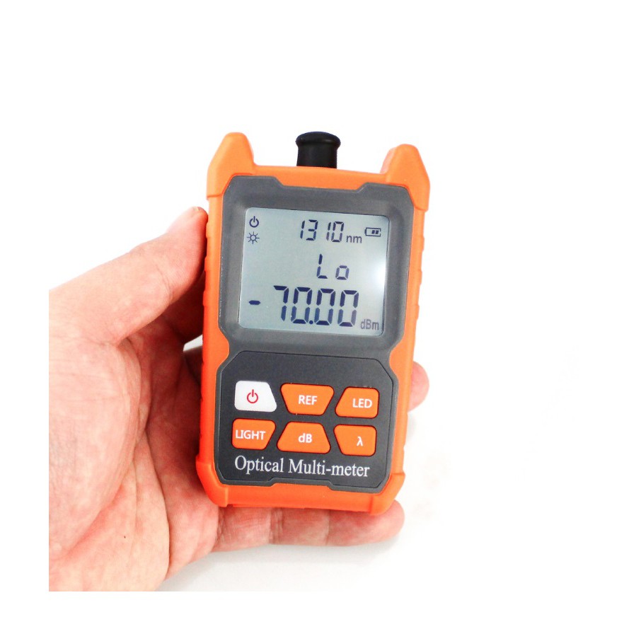 Máy đo công suất quang mini cầm tay 8 bước sóng kiểm tra cáp quang FTTH có đèn LED Optical power meter