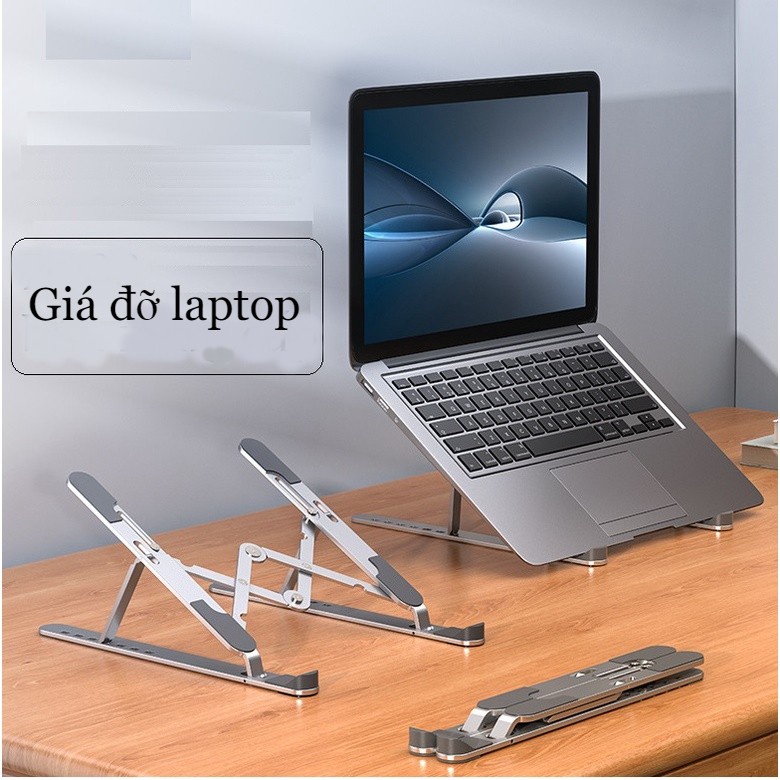 Giá đỡ laptop stand nhôm hỗ trợ tản nhiệt có thể gấp gọn chỉnh độ cao để laptop ipad macbook surface N3