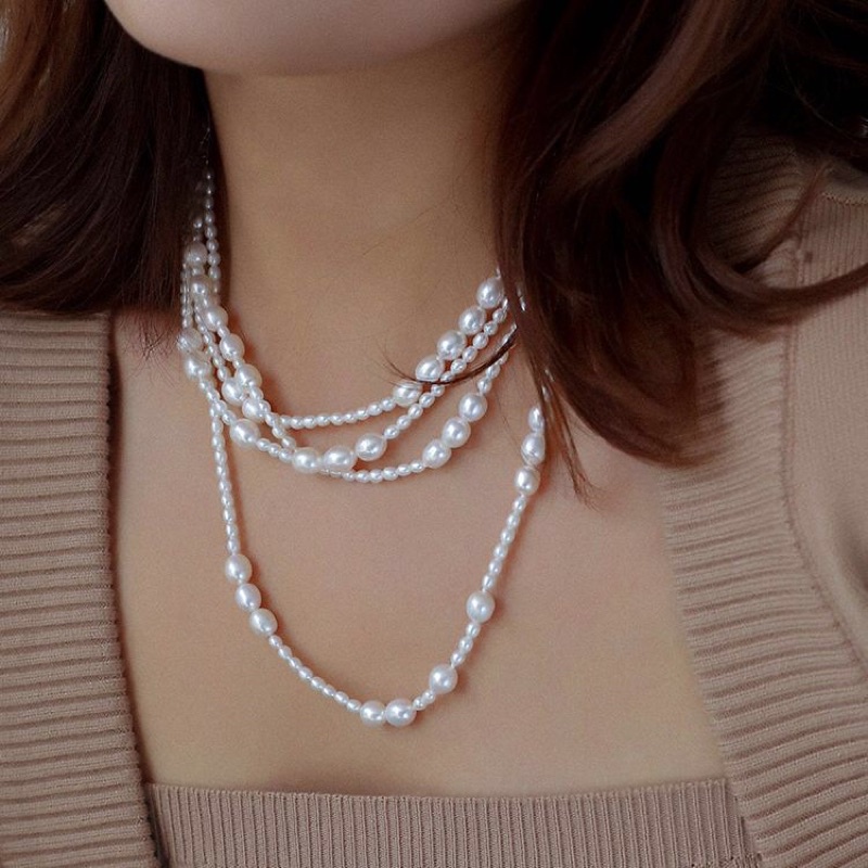 Chuỗi đeo cổ ngọc trai nhân tạo 150cm cổ điển