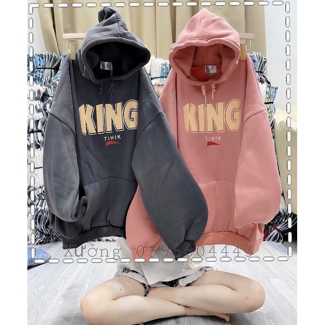 [ Rẻ vô địch ] Áo hoodie form rộng tay bồng mũ hai lớp - king