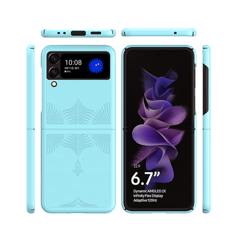 Ốp Điện Thoại Da Cứng Nắp Gập Dập Nổi Họa Tiết Cho Samsung Galaxy Z Flip 3 Z Flip3
