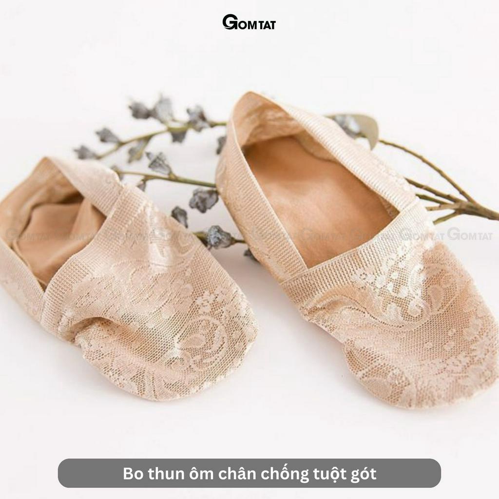 Tất lười nữ đi giày búp bê GOMTAT chất liệu lụa phối ren cao cấp, có bo thun chống tuột gót - LUAREN-PO-3028-1DOI
