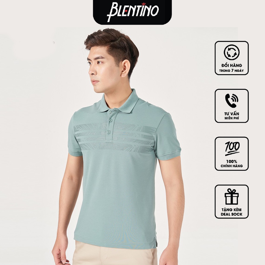 [Mã LTBAUAB22 giảm 7% đơn 99K] Áo polo Nam Có Cổ In Hình Chuẩn Men Blentino PL1221 , Chất Liệu CVC cao cấp mềm mại.
