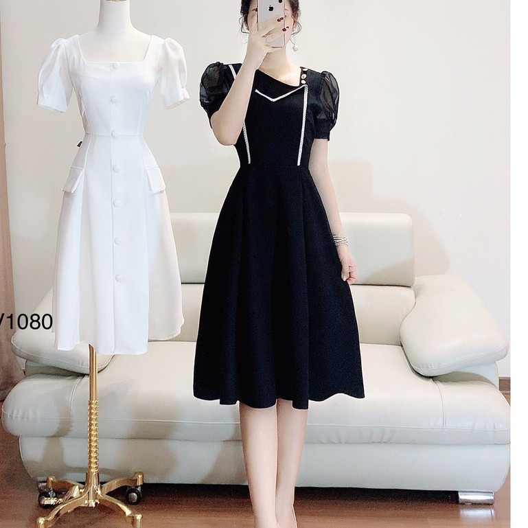 Váy đen hàng thiết kế viền ren cao cấp