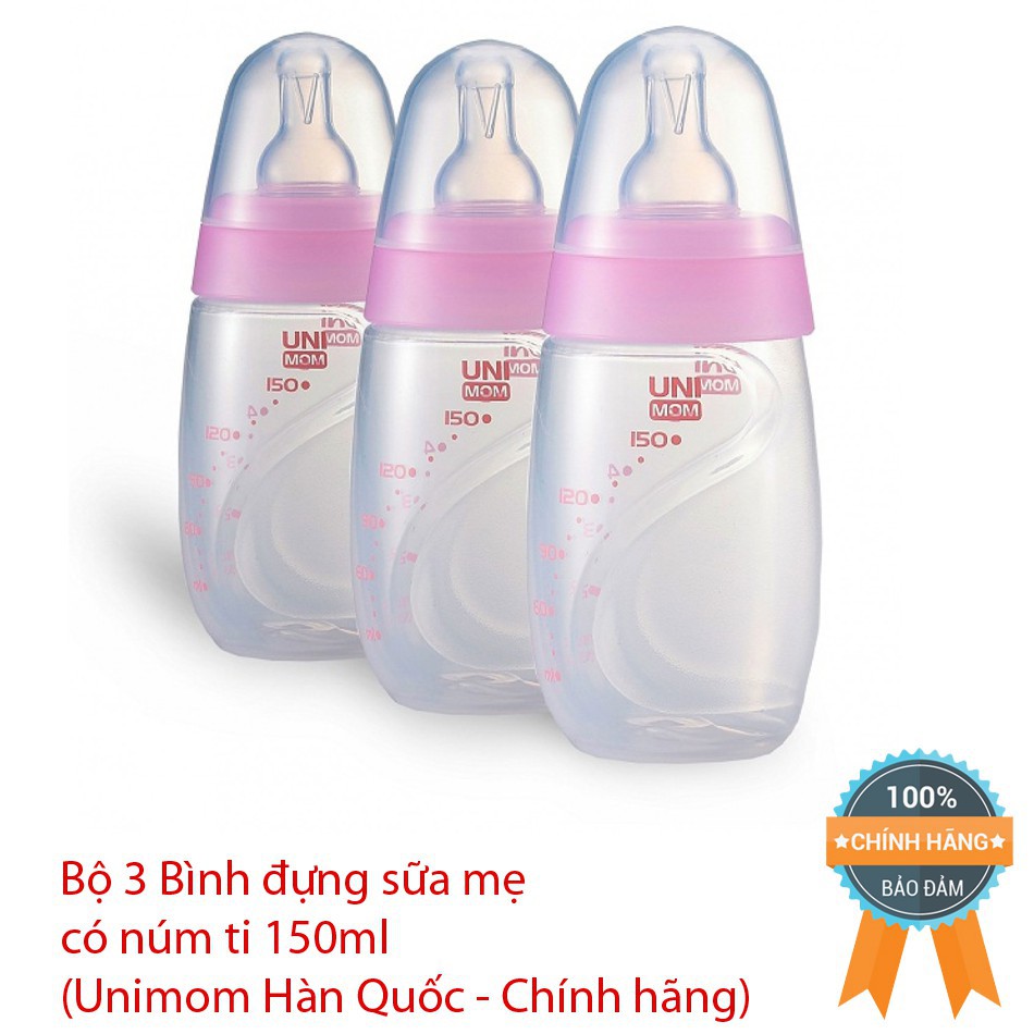 Bộ bình trữ sữa có núm ti Unimom 150ml UM871128 V372