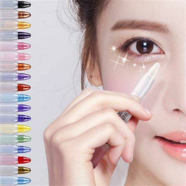 [Hàng mới về] Bút Kẻ Mắt Màu Trắng Ánh Nhũ Dạng Xoay Chống Thấm Nước Dành Cho Nữ