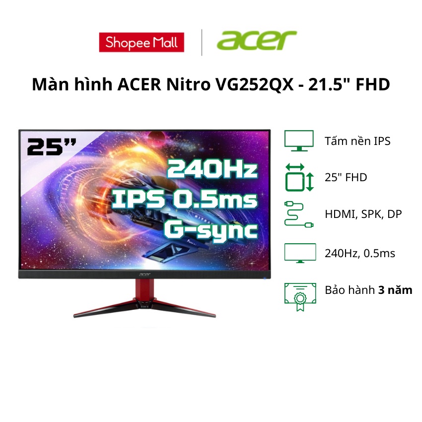 Màn hình máy tính Acer Nitro VG252QX - 25 inch FHD