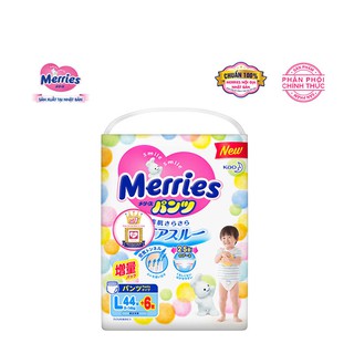 Tã/bỉm quần Merries size L - 44 + 6 miếng (Cho bé 9 - 14kg)