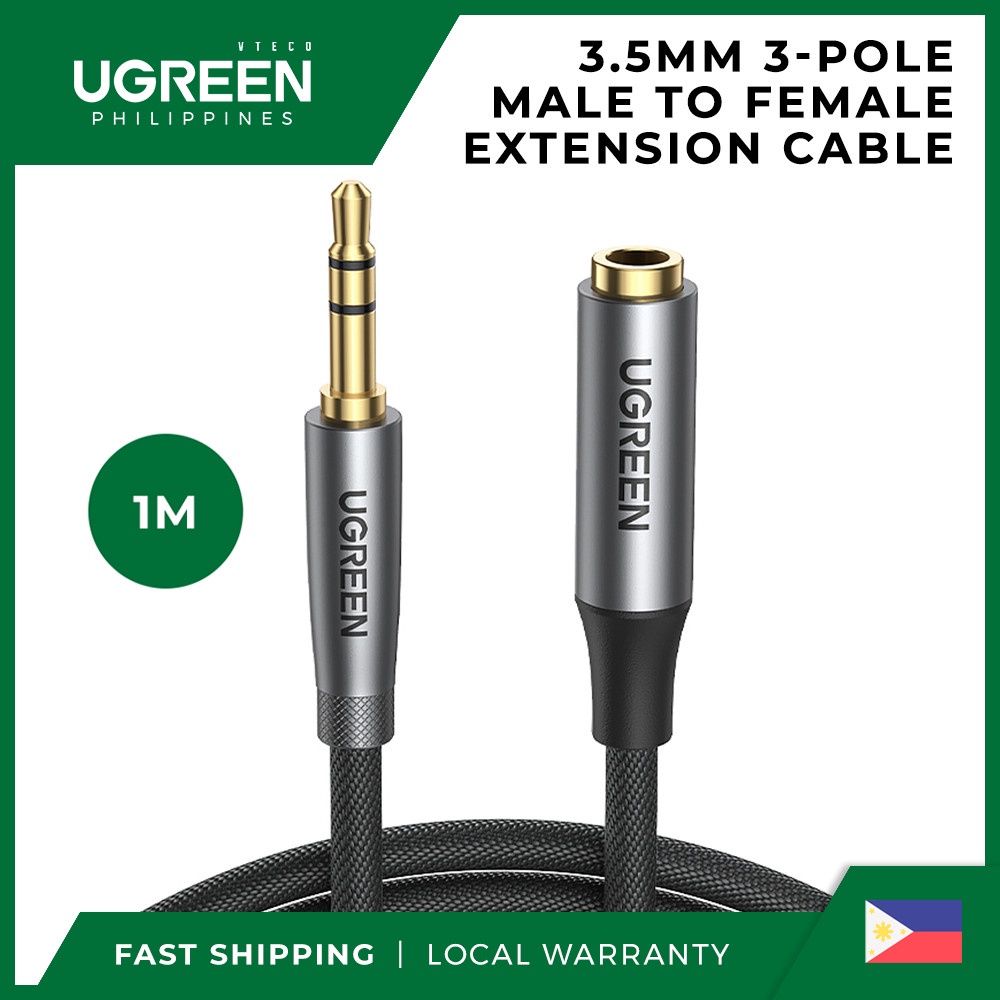 Cáp âm thanh 3.5mm nối dài Ugreen 50214 50238 50241 50242 60311 Chính Hãng AV190 (dây bọc Nylon, đầu Nhôm)