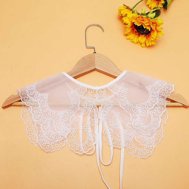 Yoioi Khăn Choàng Cổ Hai Lớp Phối Ren Và Nơ Có Thể Tháo Rời Cho Nữ