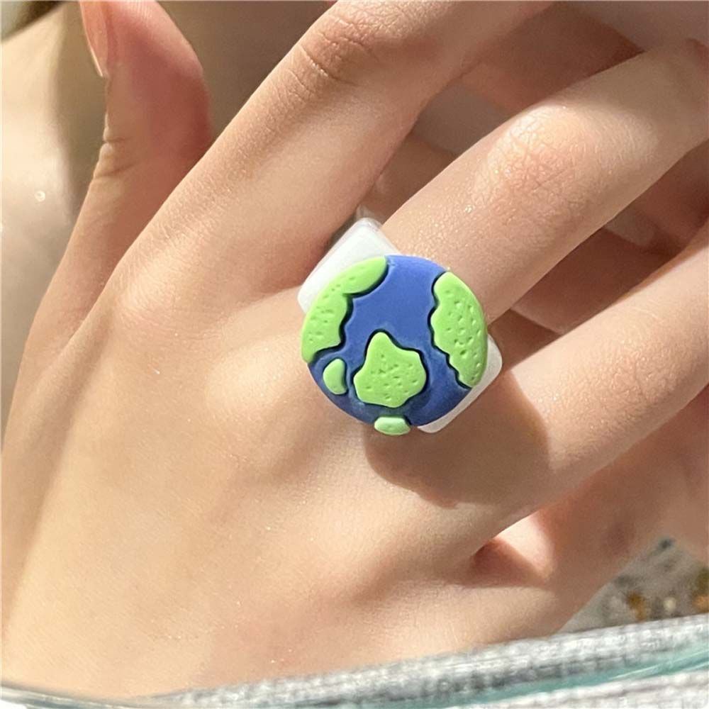 Nhẫn Nhựa Acrylic Trong Suốt Hình Phi Hành Gia / Bánh Donut Nhiều Màu Dễ Thương Cho Nữ