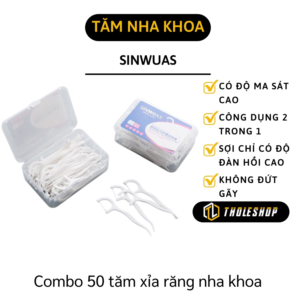 Chỉ Nha Khoa - Hộp 50 Que Tăm xỉa Răng Nha Khoa Dùng 1 Lần SinWuas Chuyên Dụng 8557