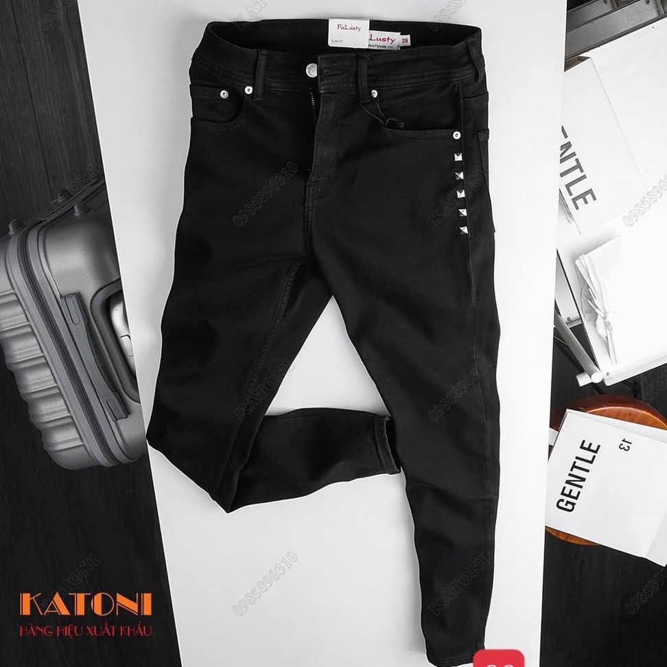 Quần jean nam đen không rách gối chất bò cao cấp co dãn 4 chiều, quần rin nam đẹp Caroll88