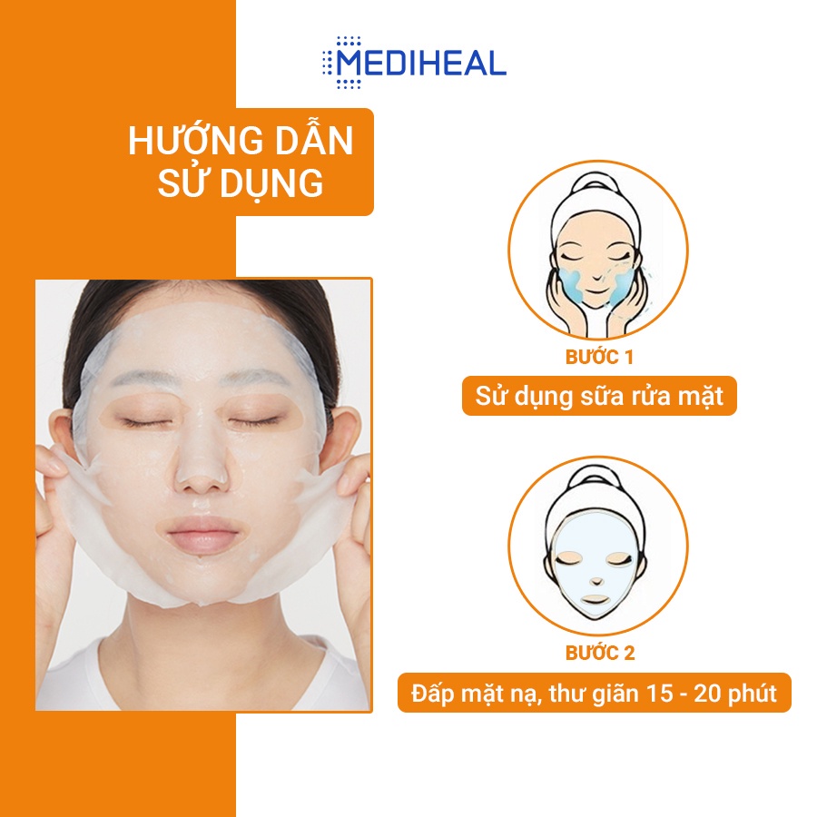 Hộp 10 Mặt nạ dưỡng trắng sáng da Mediheal Vita Lightbeam Essential Mask Ex 25ml