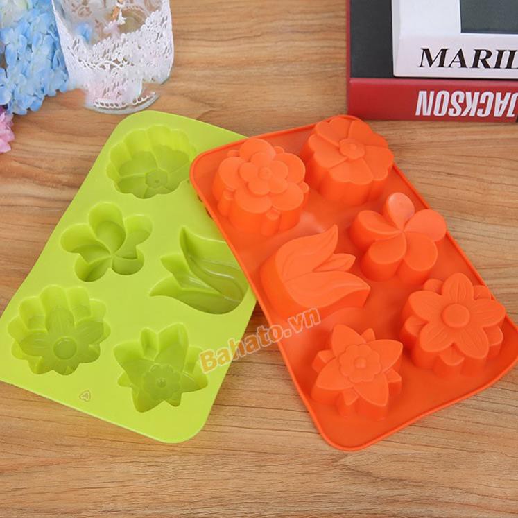 Khuôn silicon làm rau câu, xà phòng, socola 6 hình hoa (tulip, cánh quạt)