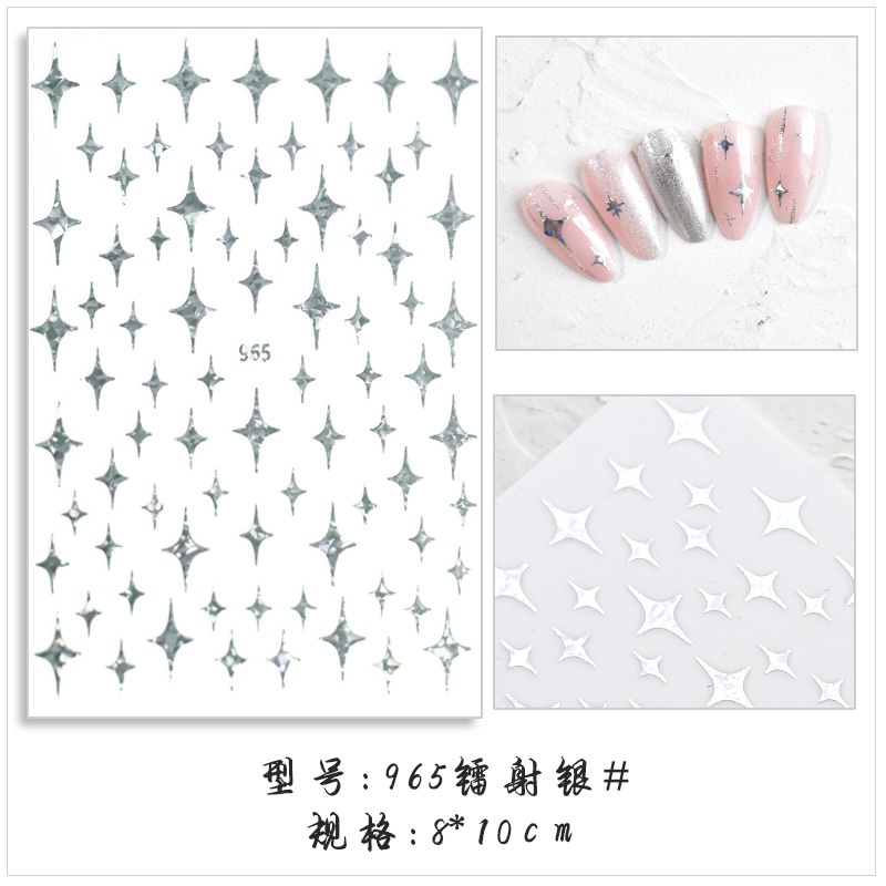Miếng Dán Móng Tay 3D Màu Vàng/Bạc/Đen/Trắng