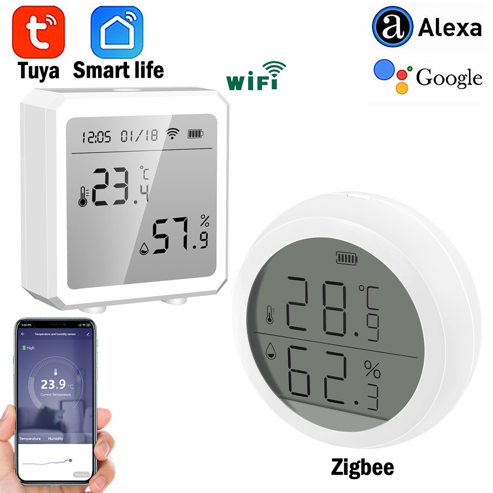 Nhiệt kế thông minh đo độ ẩm và nhiệt độ trong nhà màn hình LCD