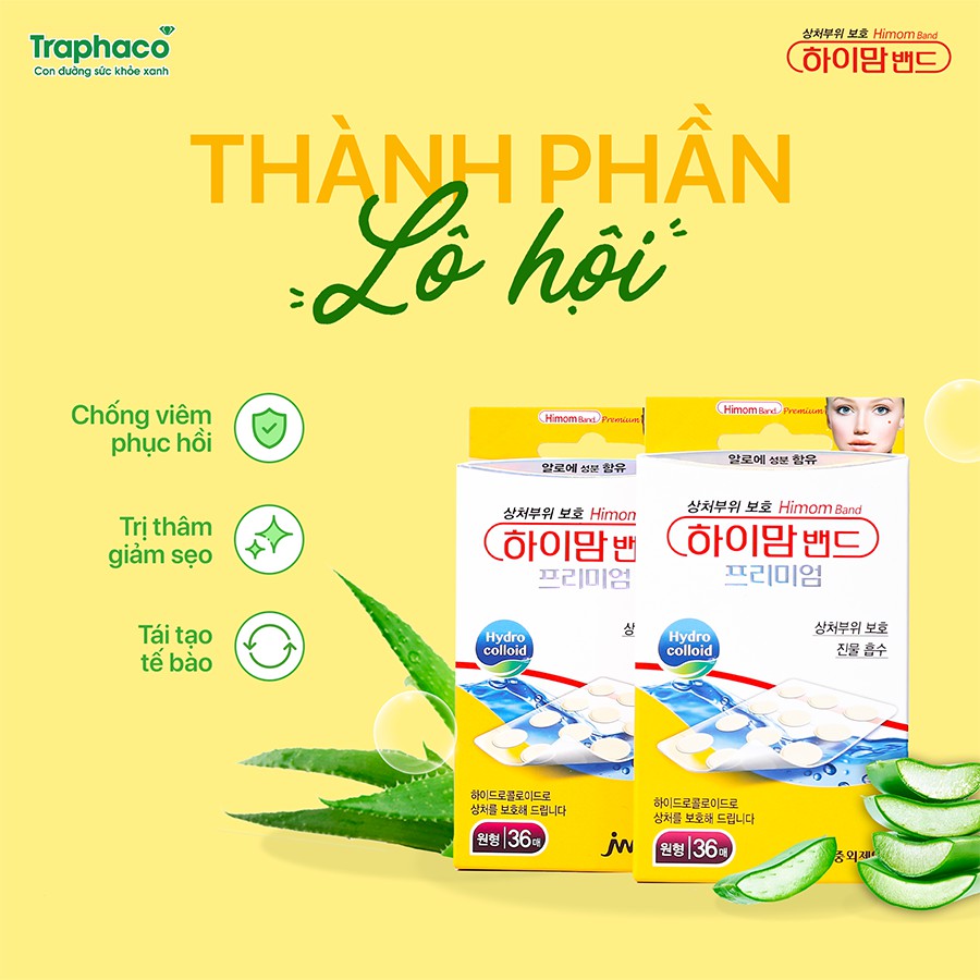 Miếng Dán Mụn Hàn Quốc Himom (hộp 36 nốt dán) - Miếng Dán Hút Mụn Đầu Trắng, Mụn Tuổi Dậy Thì | Chứa Lô Hội Chống Viêm | BigBuy360 - bigbuy360.vn