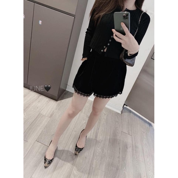 QUẦN SHORT NHUNG PHỐI REN SIÊU XINH