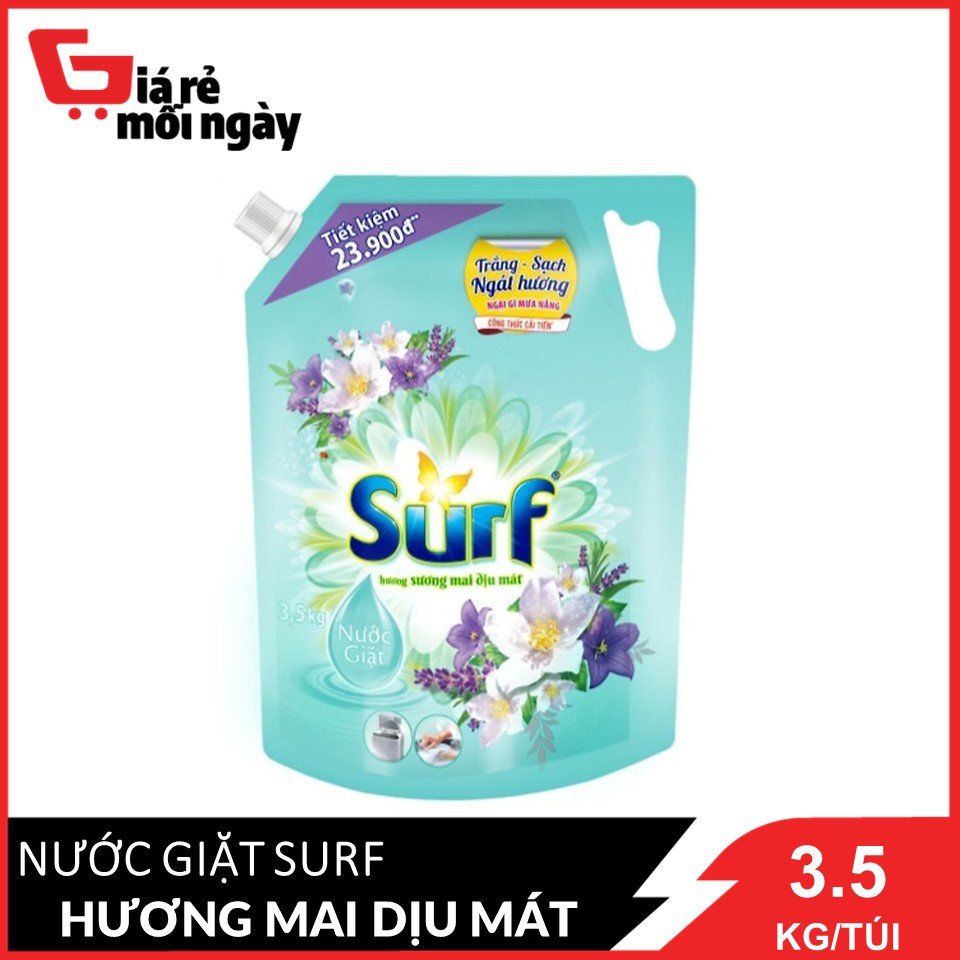 Nước giặt Surf Hương Sương mai dịu mát (Xanh) 3.5Kg