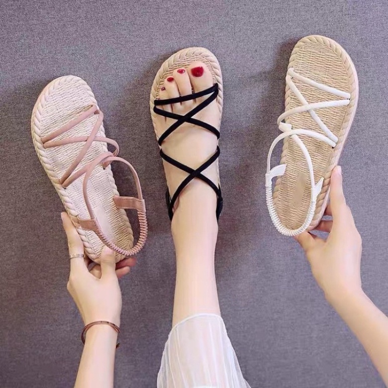 Giày sandal nữ quai chéo đế giả cối đi biển cực xinh chống trơn trượt - GL003