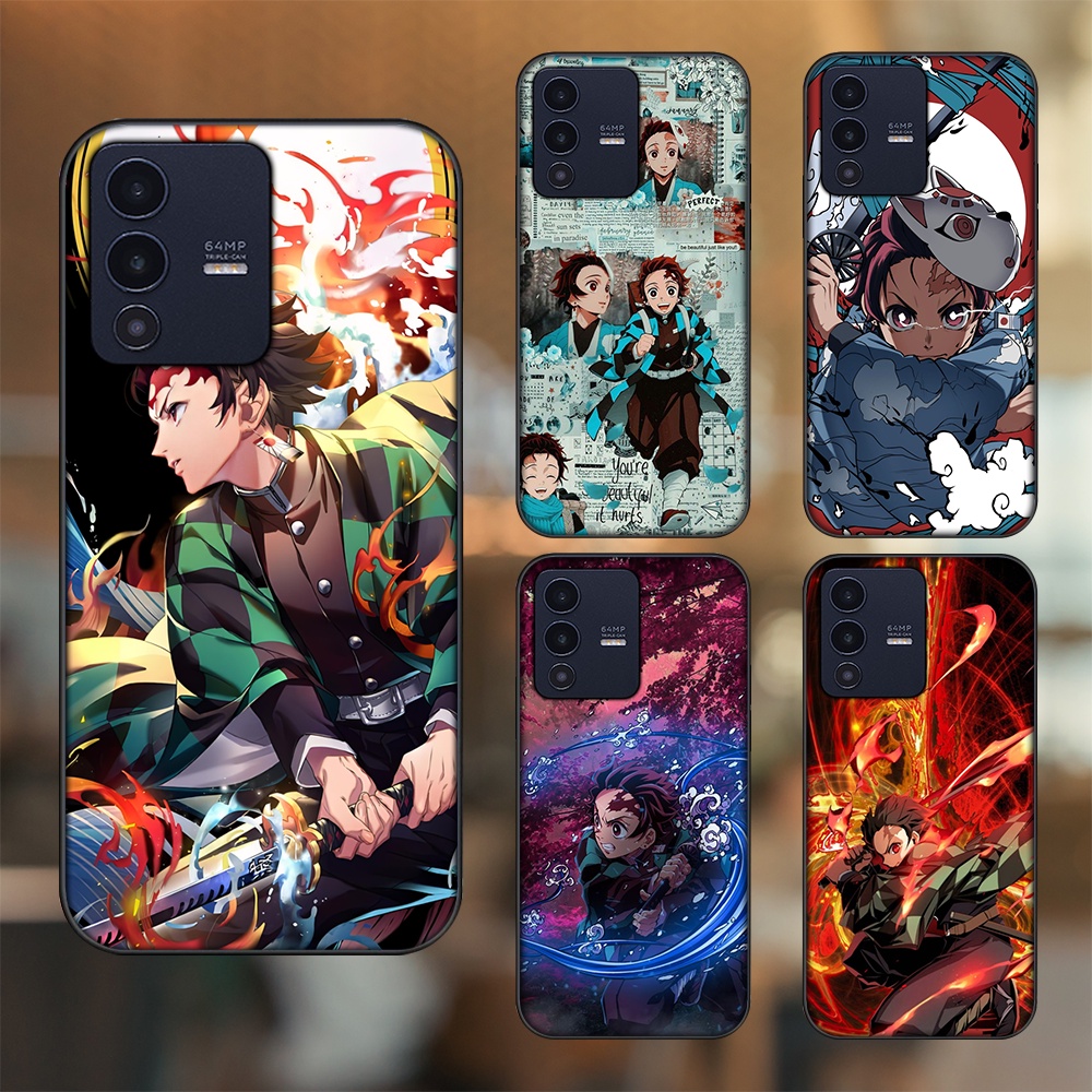 Ốp lưng Vivo V23 5G viền đen in hình Tanjiro Kimetsu No Yaiba